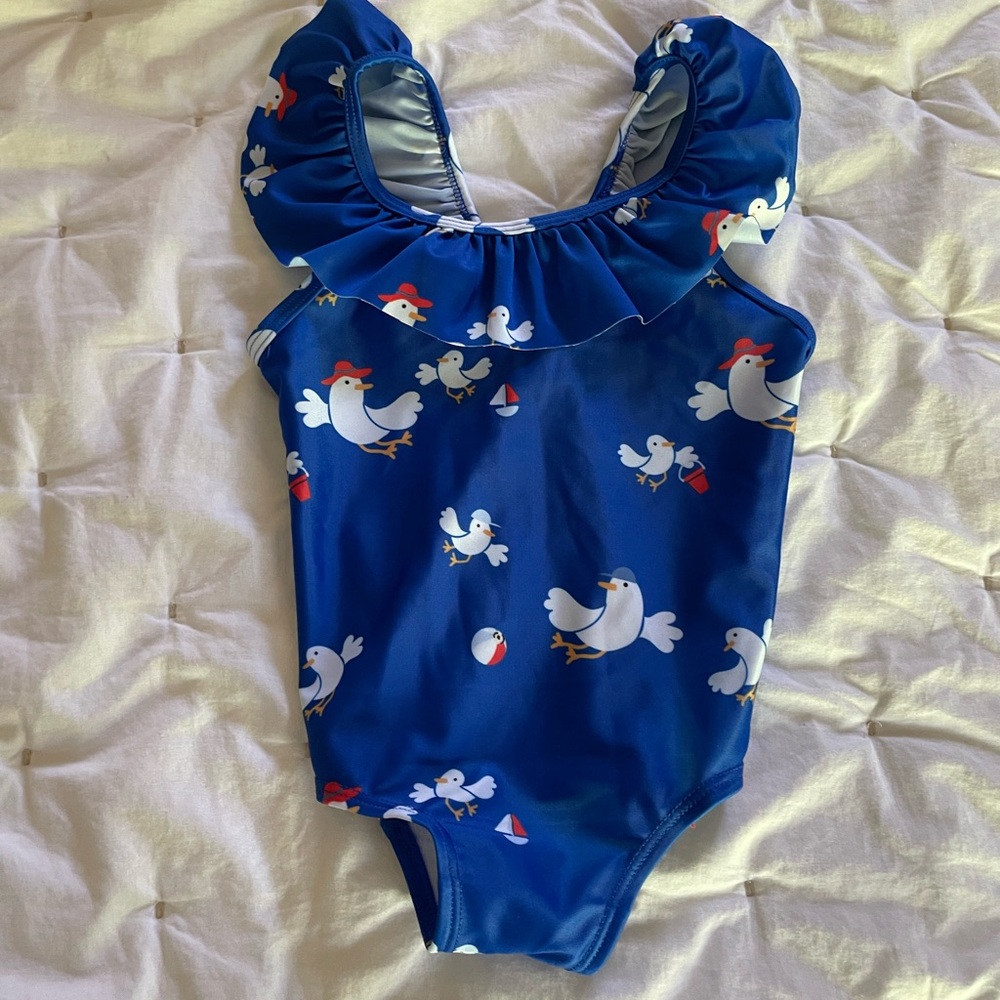 H&M blue chicken girls swimsuit